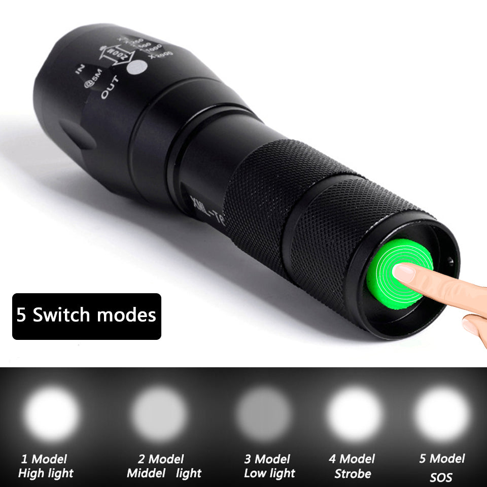 Rechargeable Super Bright Waterproof Tactical Camping Flashlight