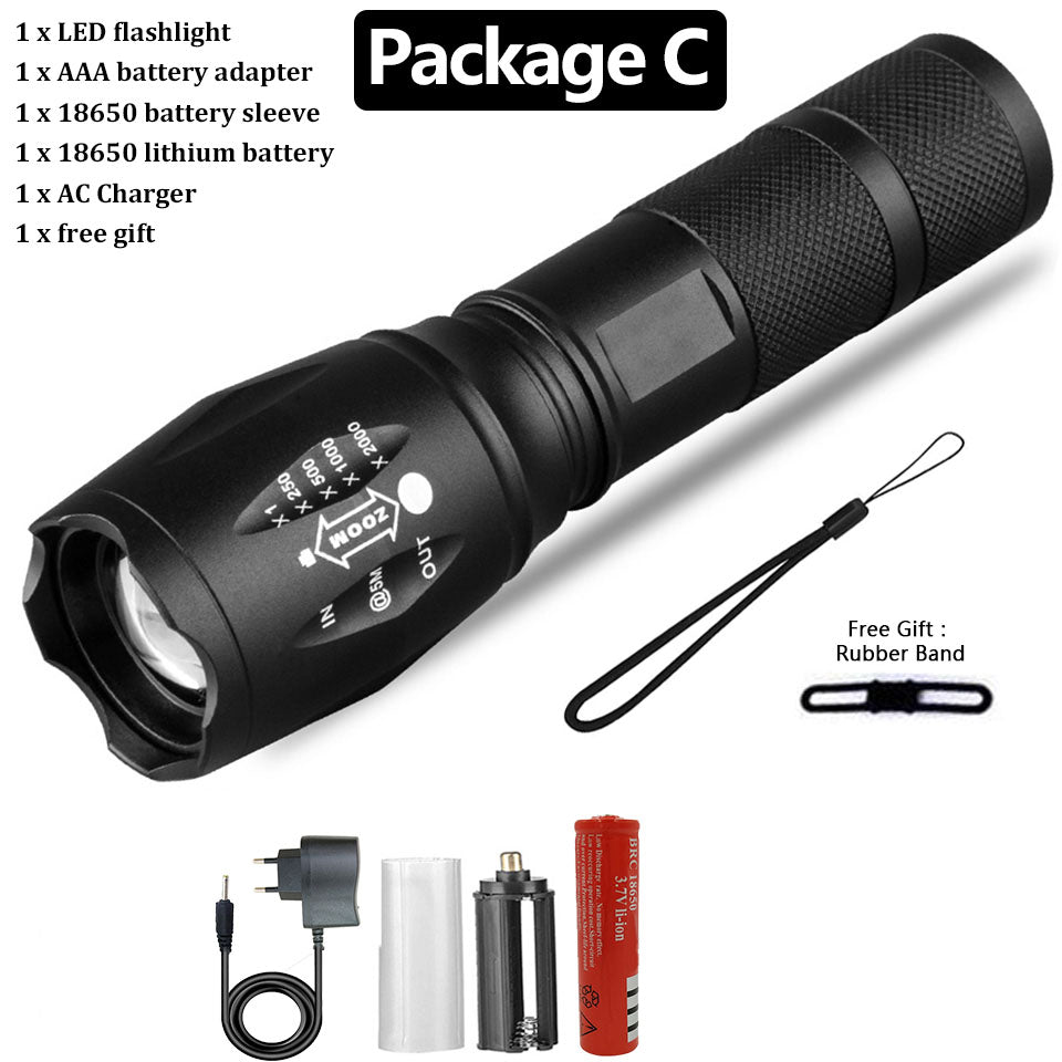 Rechargeable Super Bright Waterproof Tactical Camping Flashlight