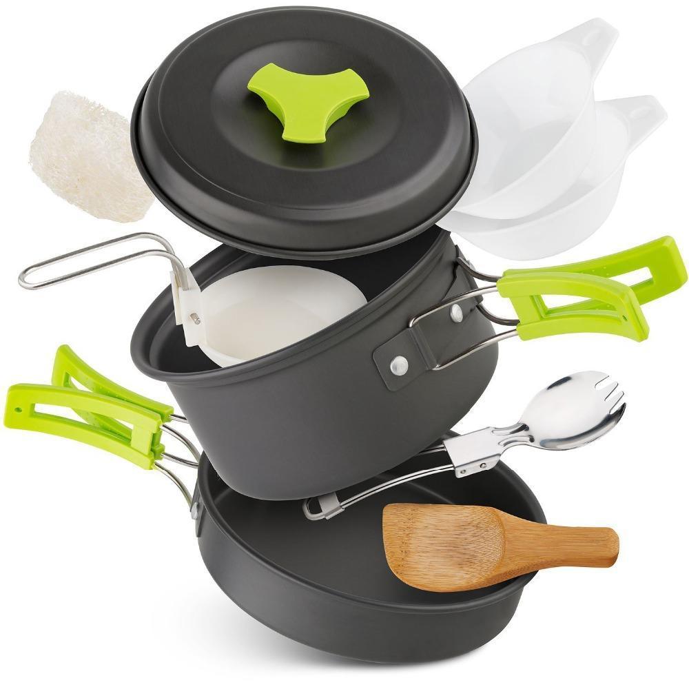2 Person Outdoor Camping Cookware Set Portable Cooking Kit