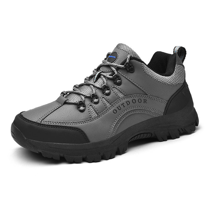 Men's Autumn Winter Leather Low Top Hiking Boots