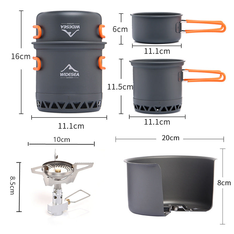 Widesea Heat Collecting Camping Cookware Set Outdoor Cooking Gear