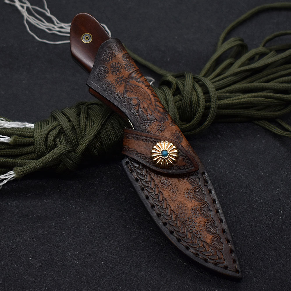 Damascus Steel Small Straight Camping Hunting Knife