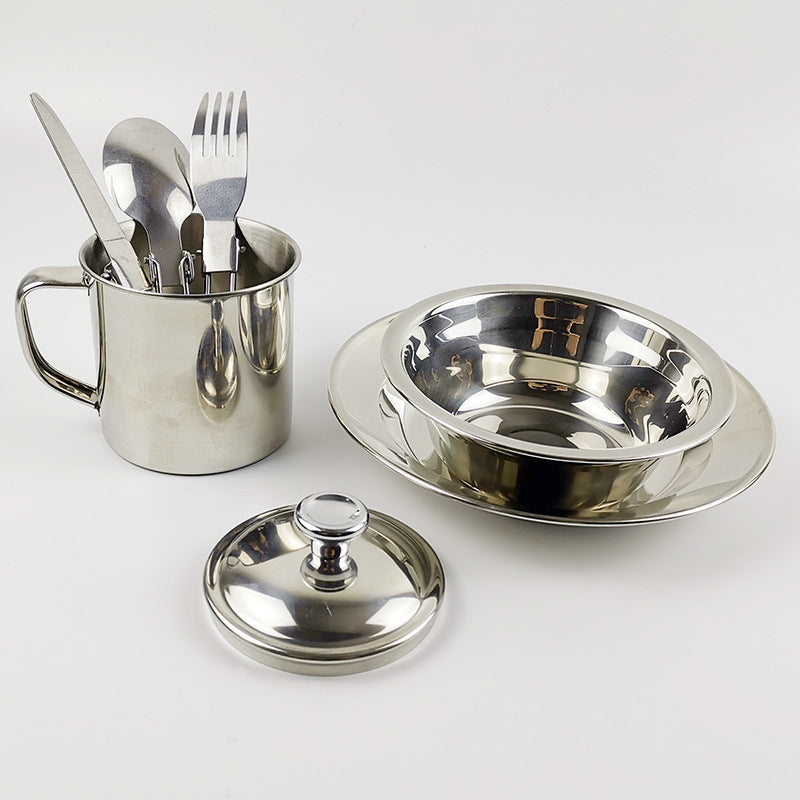 Outdoor Camping Stainless Steel Tableware Cup Set