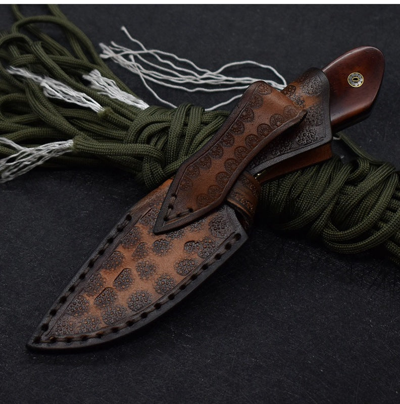 Damascus Steel Small Straight Camping Hunting Knife