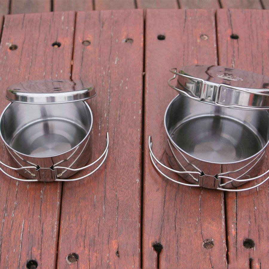 Stainless Steel Camping Cookware Set Portable Outdoor Pot Set