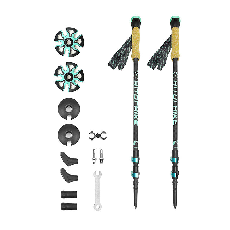 External Lock Straight Handle Trekking Pole Hiking Travel Stick
