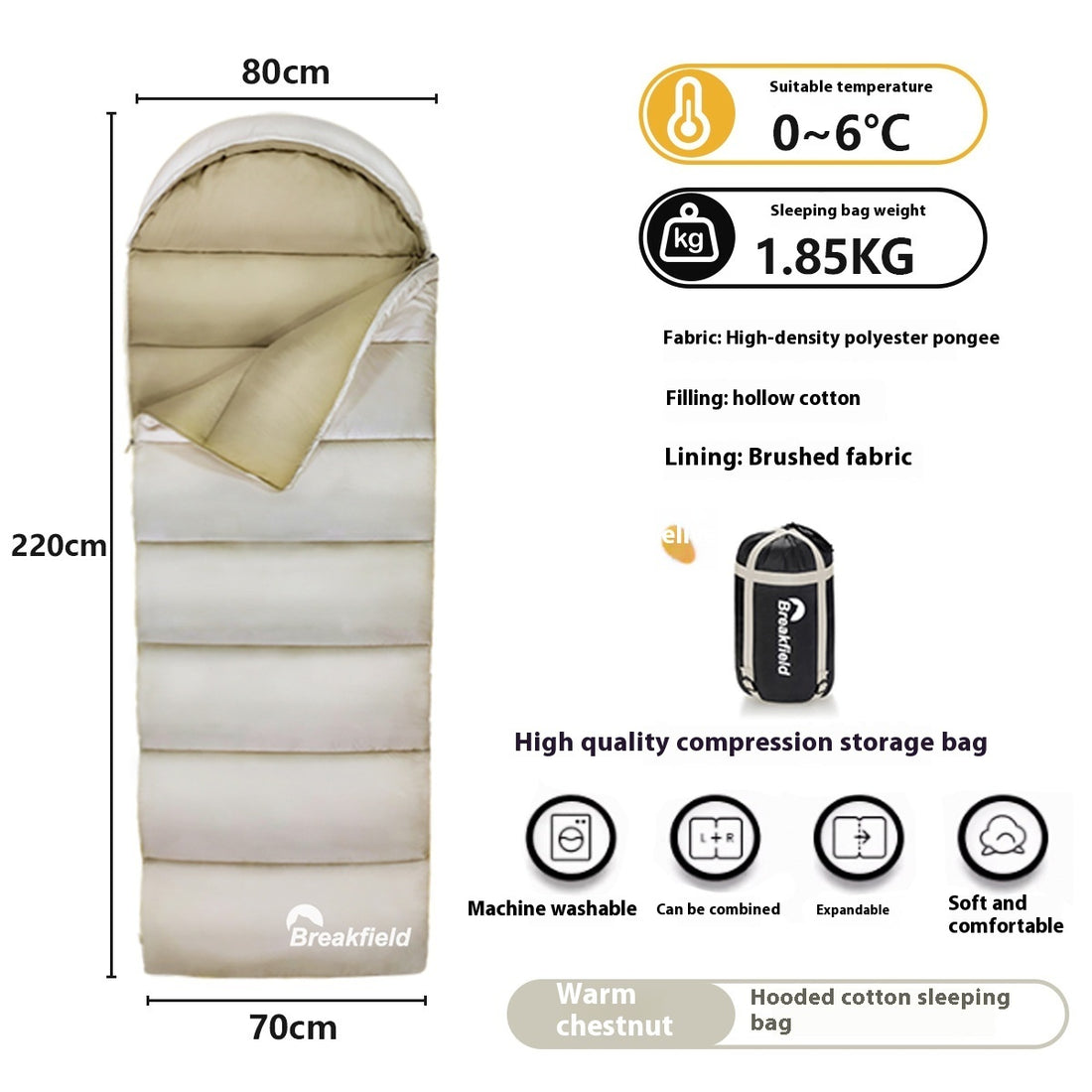 Waterproof Thickened Cotton Camping Sleeping Bag Four Season Splicing