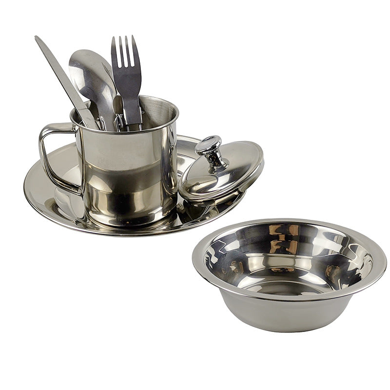 Outdoor Camping Stainless Steel Tableware Cup Set