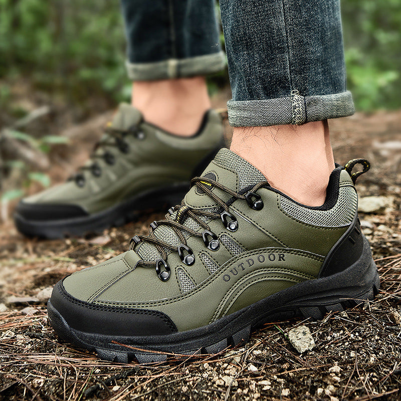 Men's Autumn Winter Leather Low Top Hiking Boots