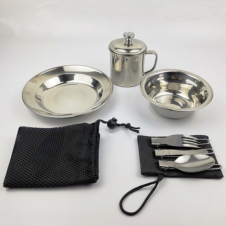 Outdoor Camping Stainless Steel Tableware Cup Set