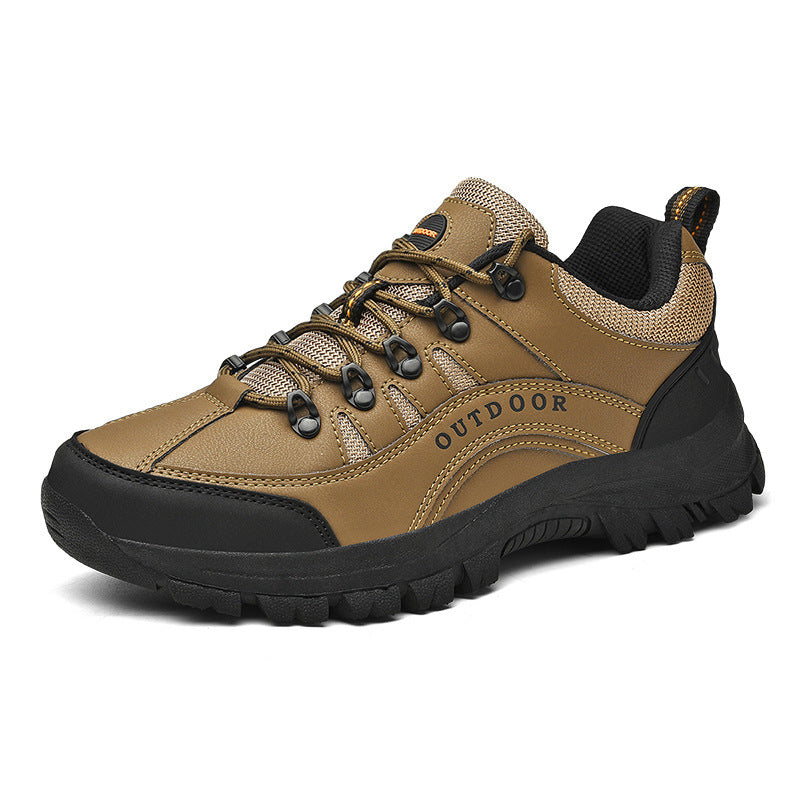 Men's Autumn Winter Leather Low Top Hiking Boots