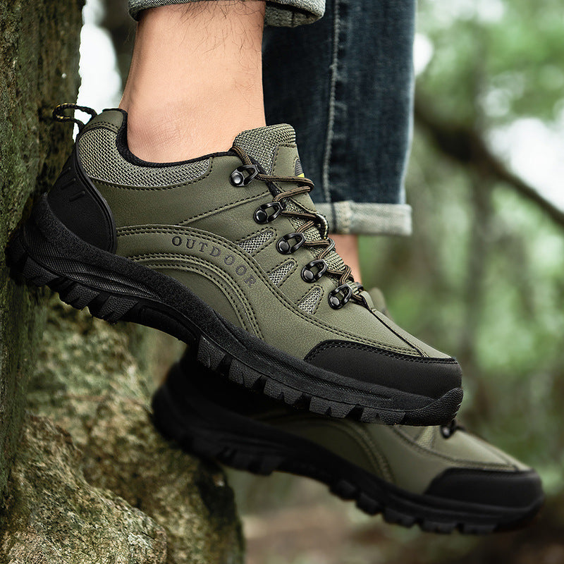 Men's Autumn Winter Leather Low Top Hiking Boots