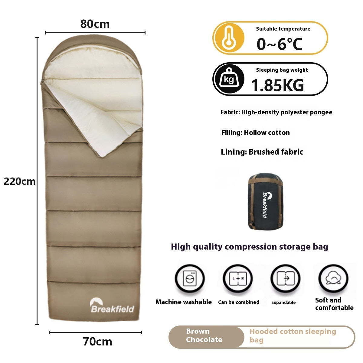 Waterproof Thickened Cotton Camping Sleeping Bag Four Season Splicing