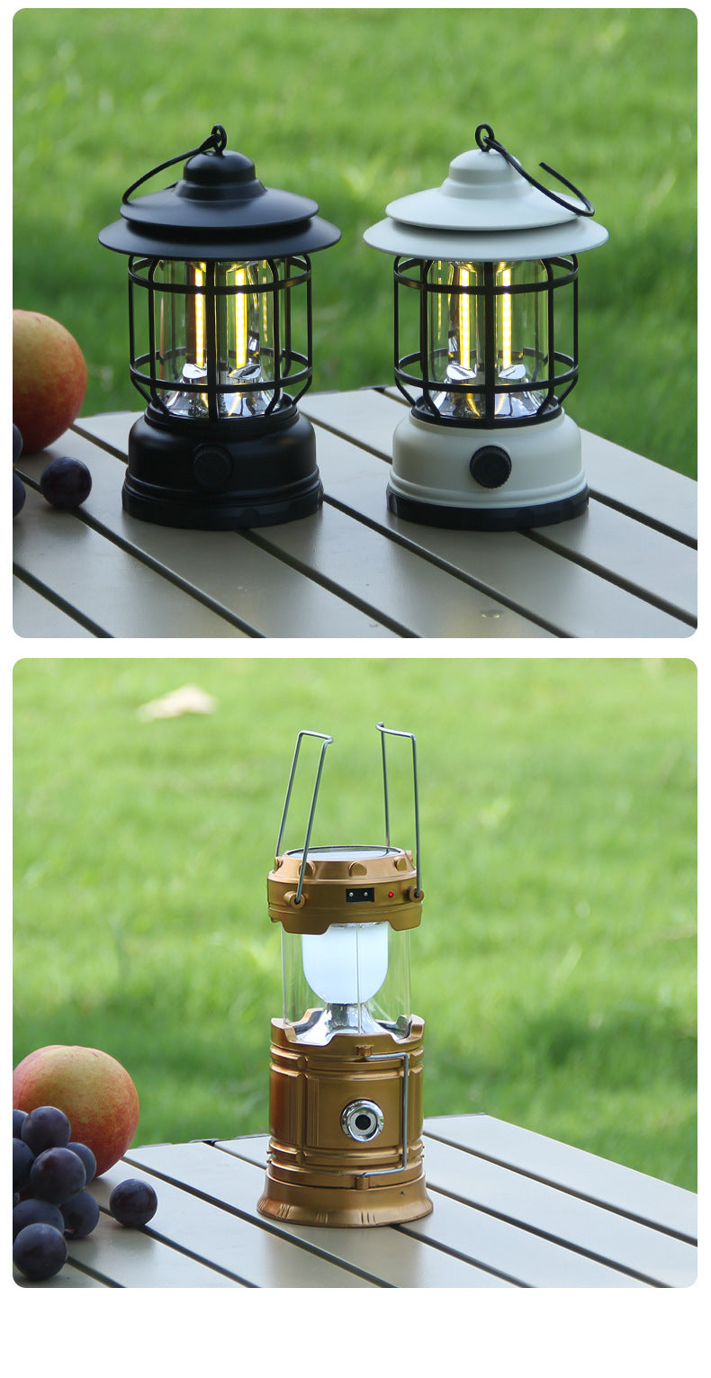 Retro Rechargeable Camping Lantern Portable Ambient Tent Lamp