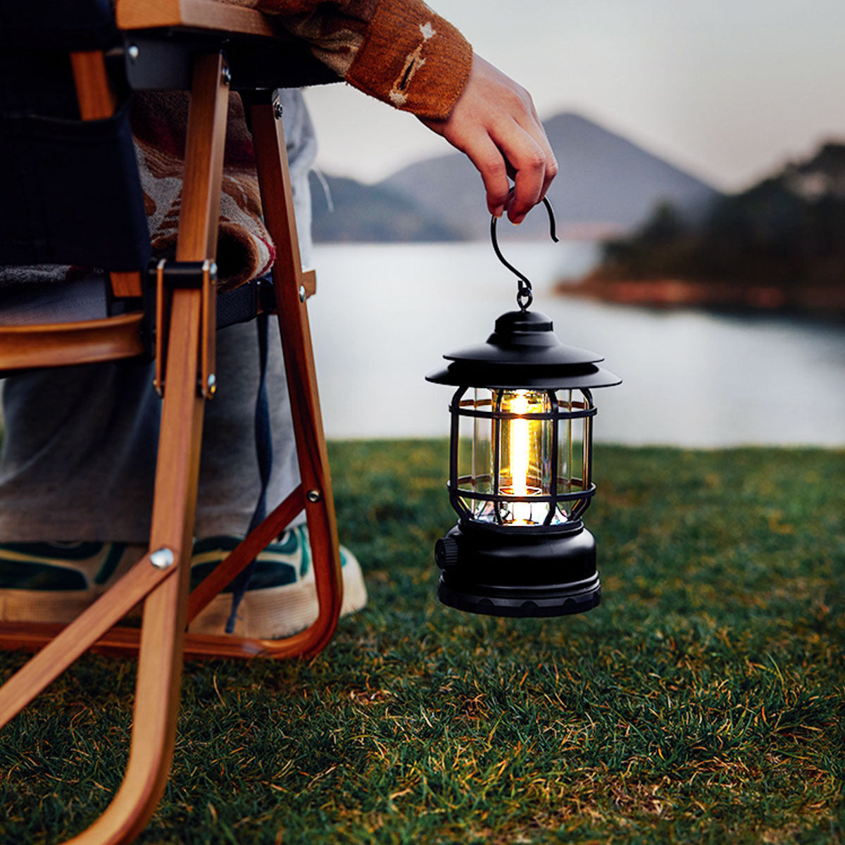 Retro Rechargeable Camping Lantern Portable Ambient Tent Lamp