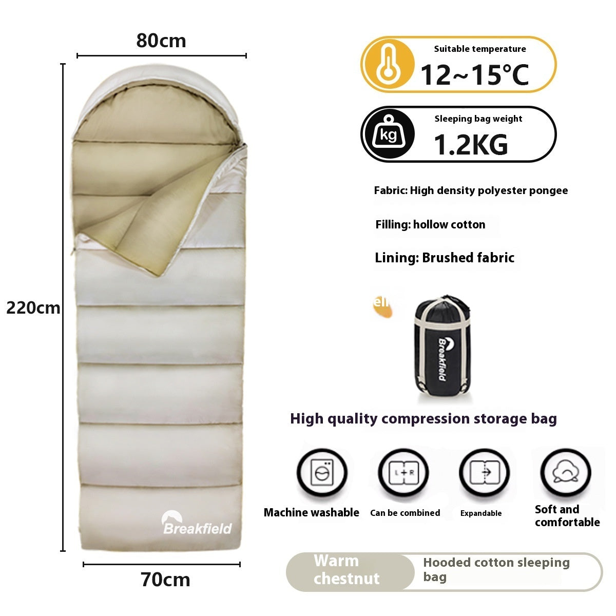 Waterproof Thickened Cotton Camping Sleeping Bag Four Season Splicing