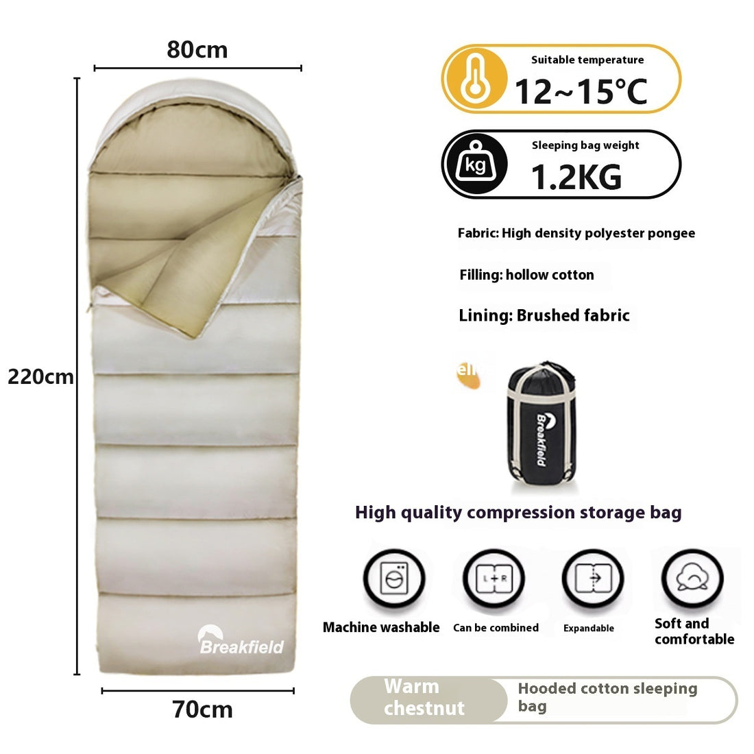 Waterproof Thickened Cotton Camping Sleeping Bag Four Season Splicing