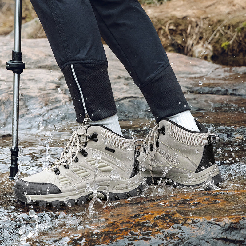 Couple High Top Waterproof Non Slip Hiking Shoes