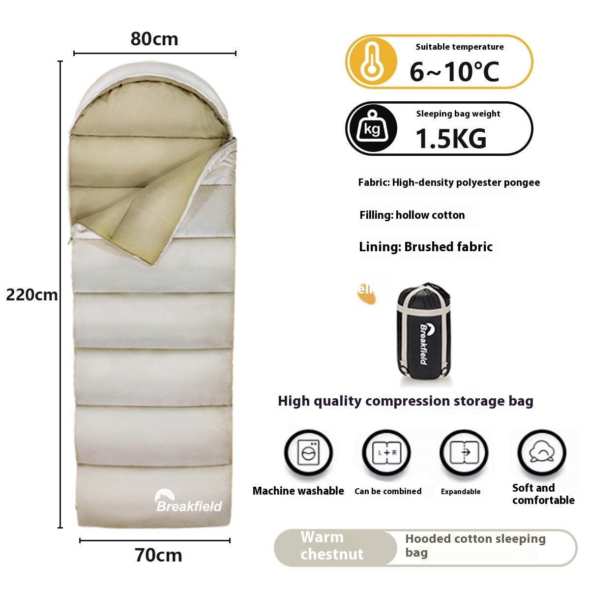 Waterproof Thickened Cotton Camping Sleeping Bag Four Season Splicing
