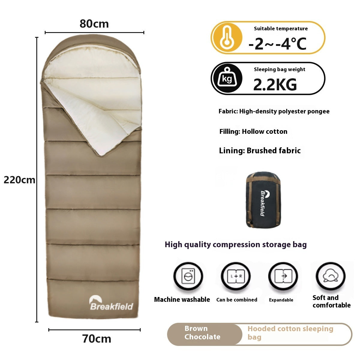 Waterproof Thickened Cotton Camping Sleeping Bag Four Season Splicing