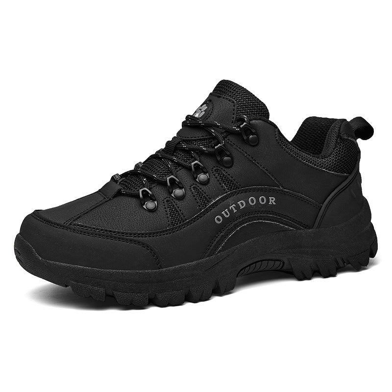 Men's Autumn Winter Leather Low Top Hiking Boots